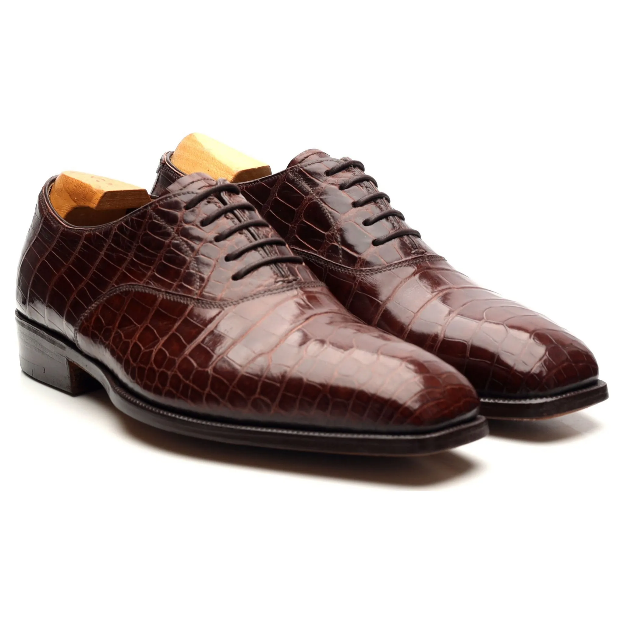 Bespoke Brown Crocodile Leather Oxford UK 5.5 E