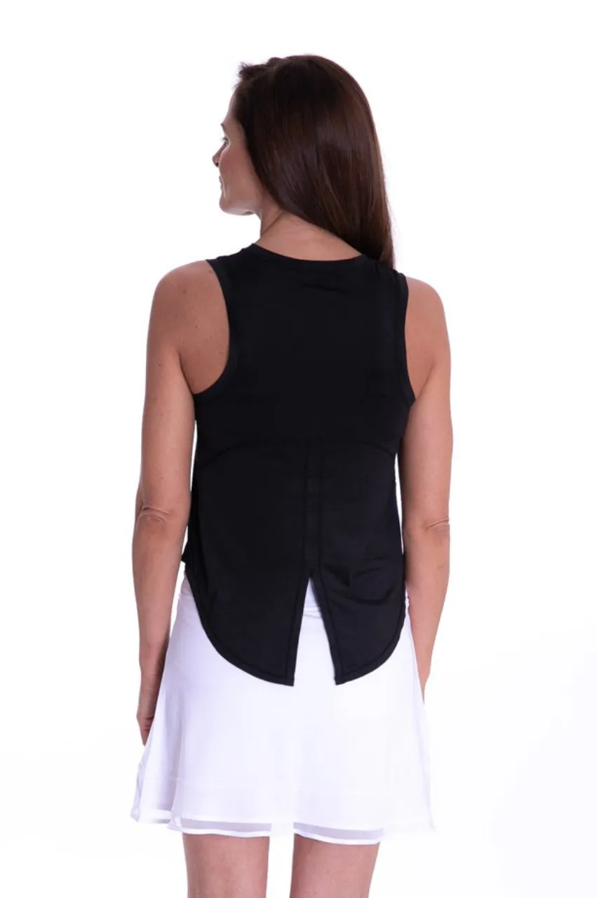 Black Sleeveless Sport Tie Top