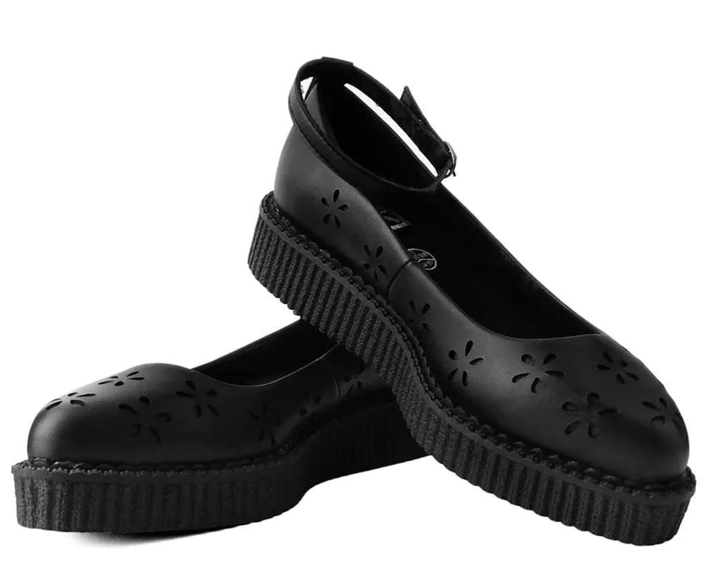 Black TUKskin™ Flower Ballet Ankle Strap Creeper