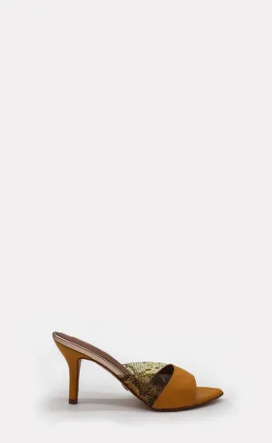 Blondish Berta Mustard Mules Sandals for Women