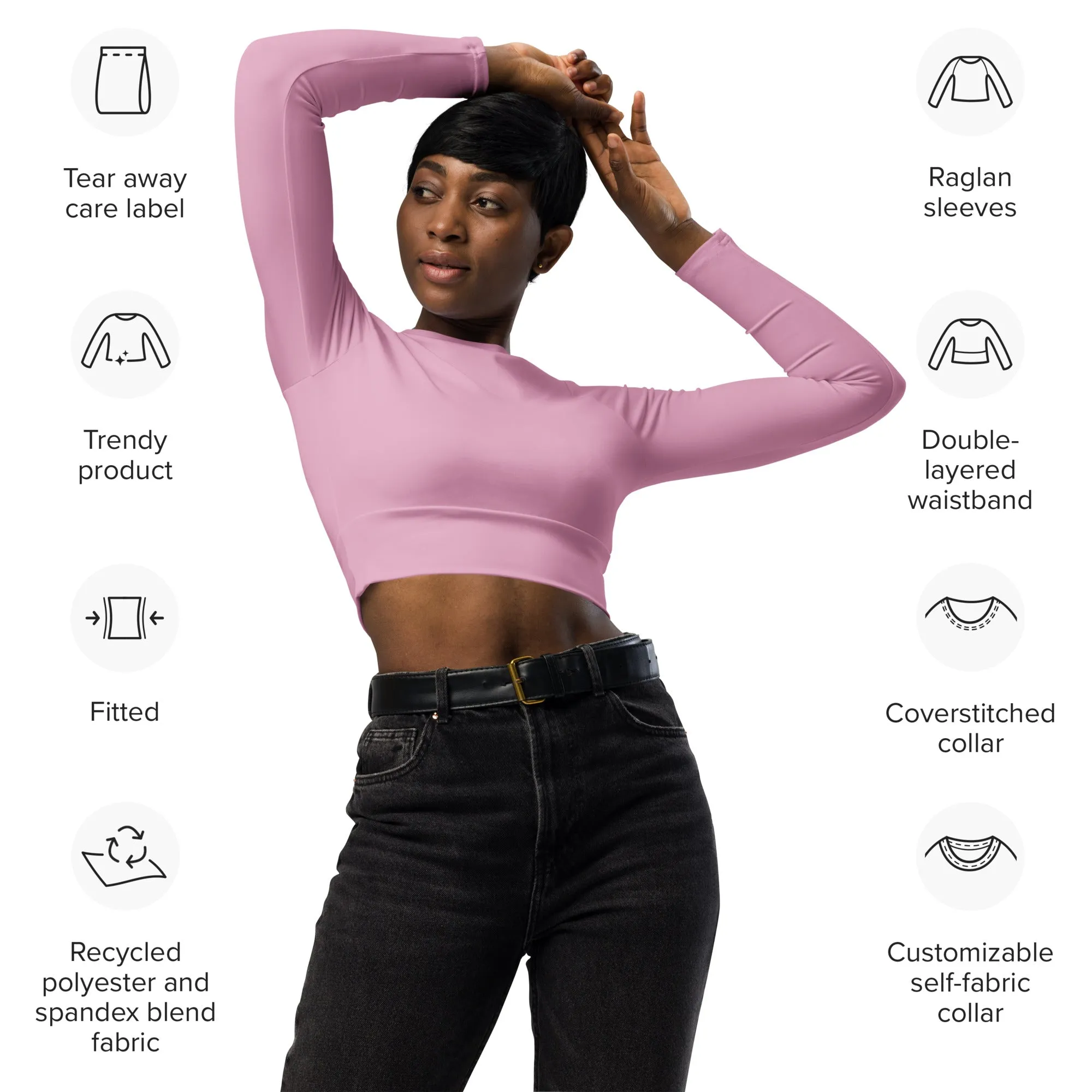 Blush Pink Recycled Long-sleeve Crop Top