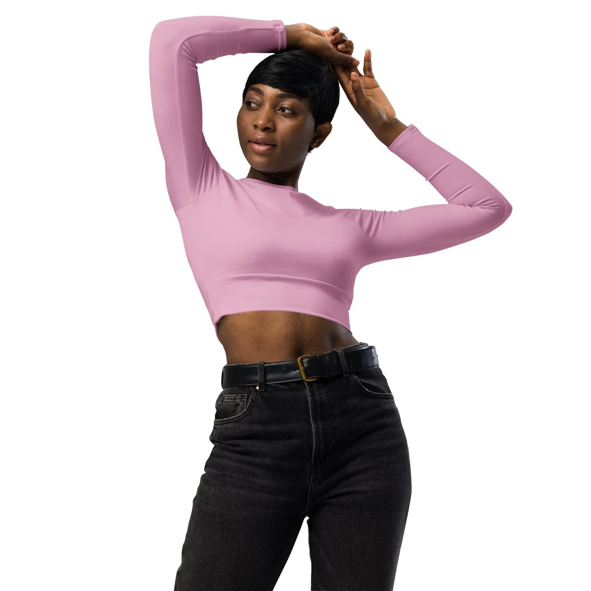 Blush Pink Recycled Long-sleeve Crop Top