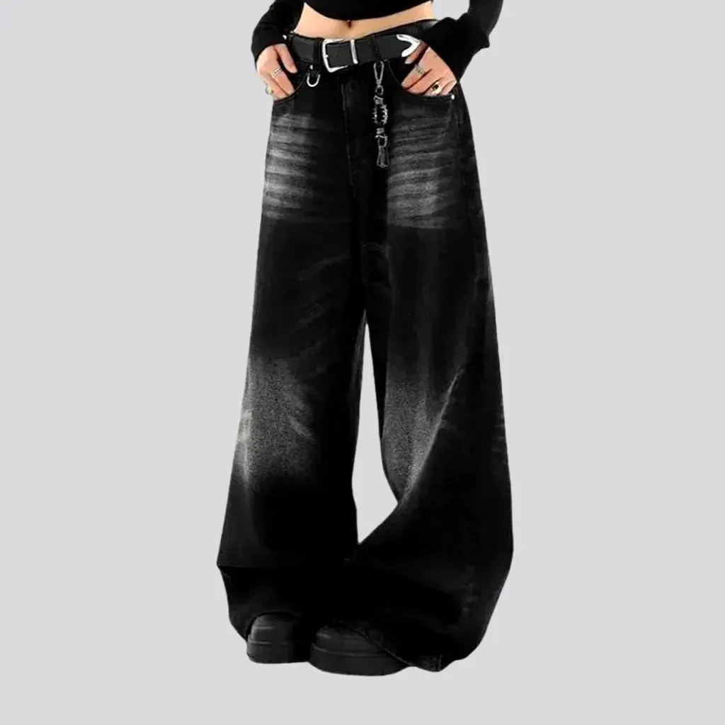 Boho abraded baggy women's jeans