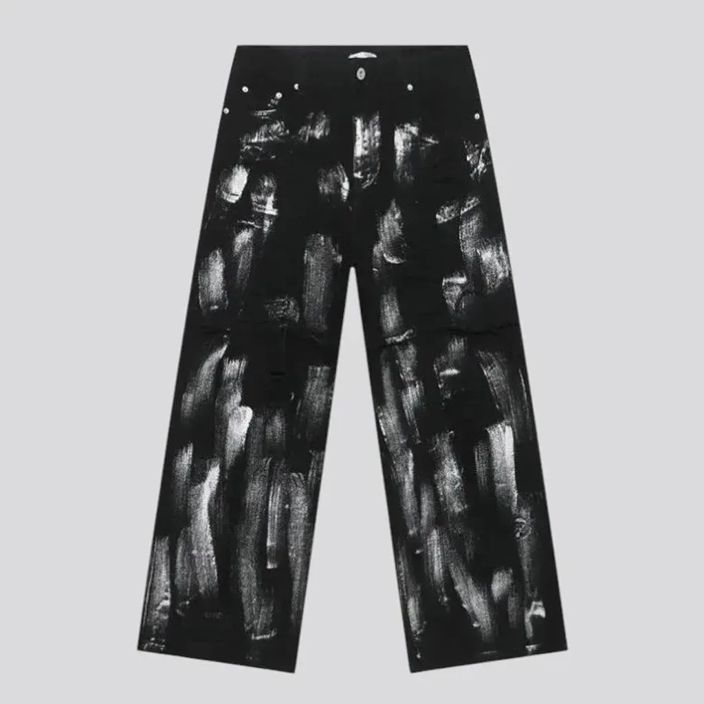 Boho mid rise painted men's jeans pants