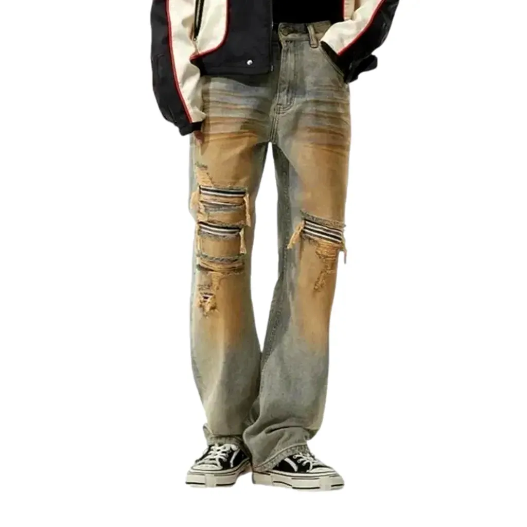 Boho style men's jeans