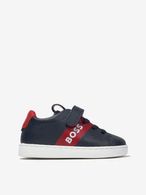 BOSS Boys Leather Logo Trainers