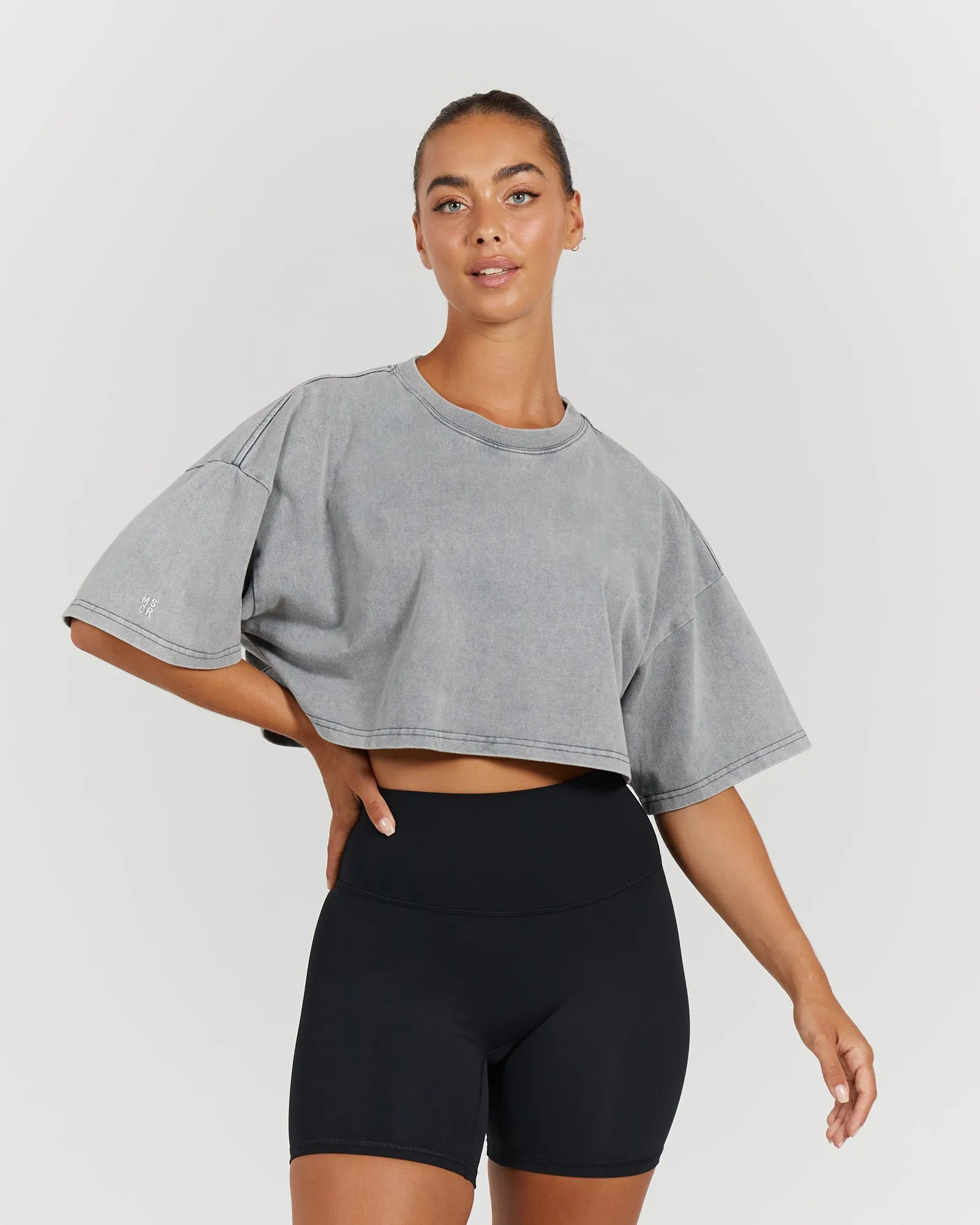 BOYFRIEND CROP - WASHED GREY