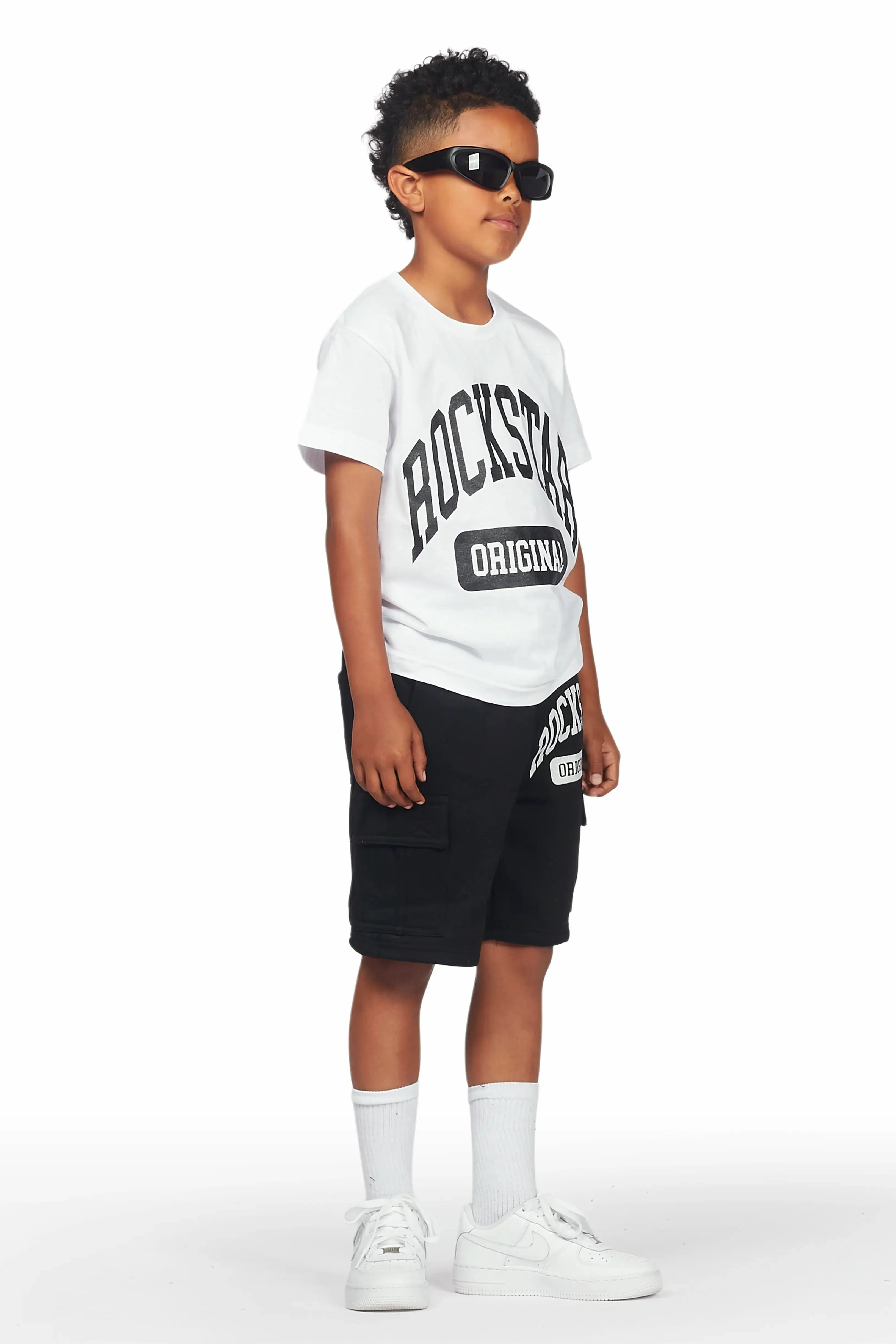 Boys Nikko White/Black T-Shirt Short Set