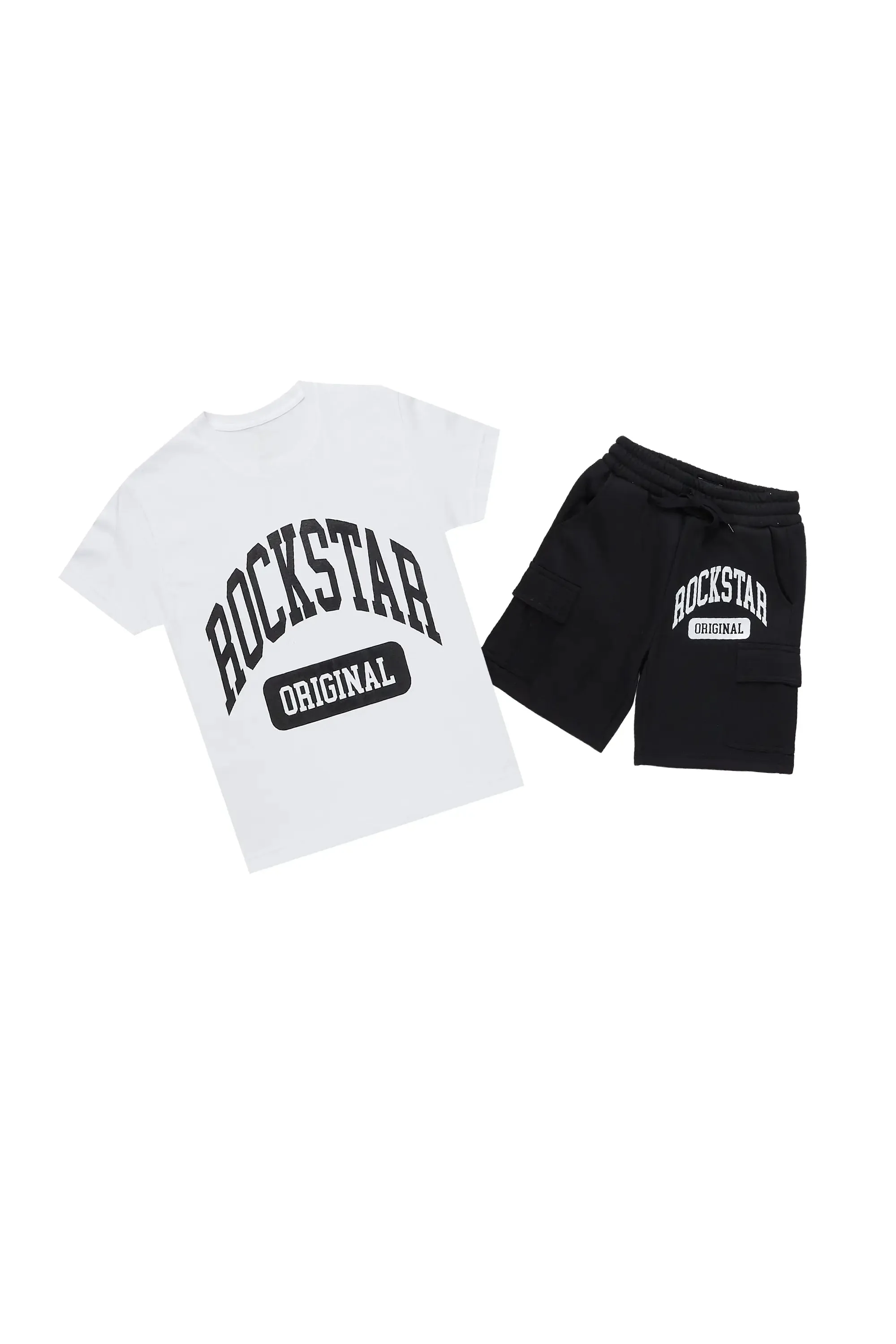 Boys Nikko White/Black T-Shirt Short Set