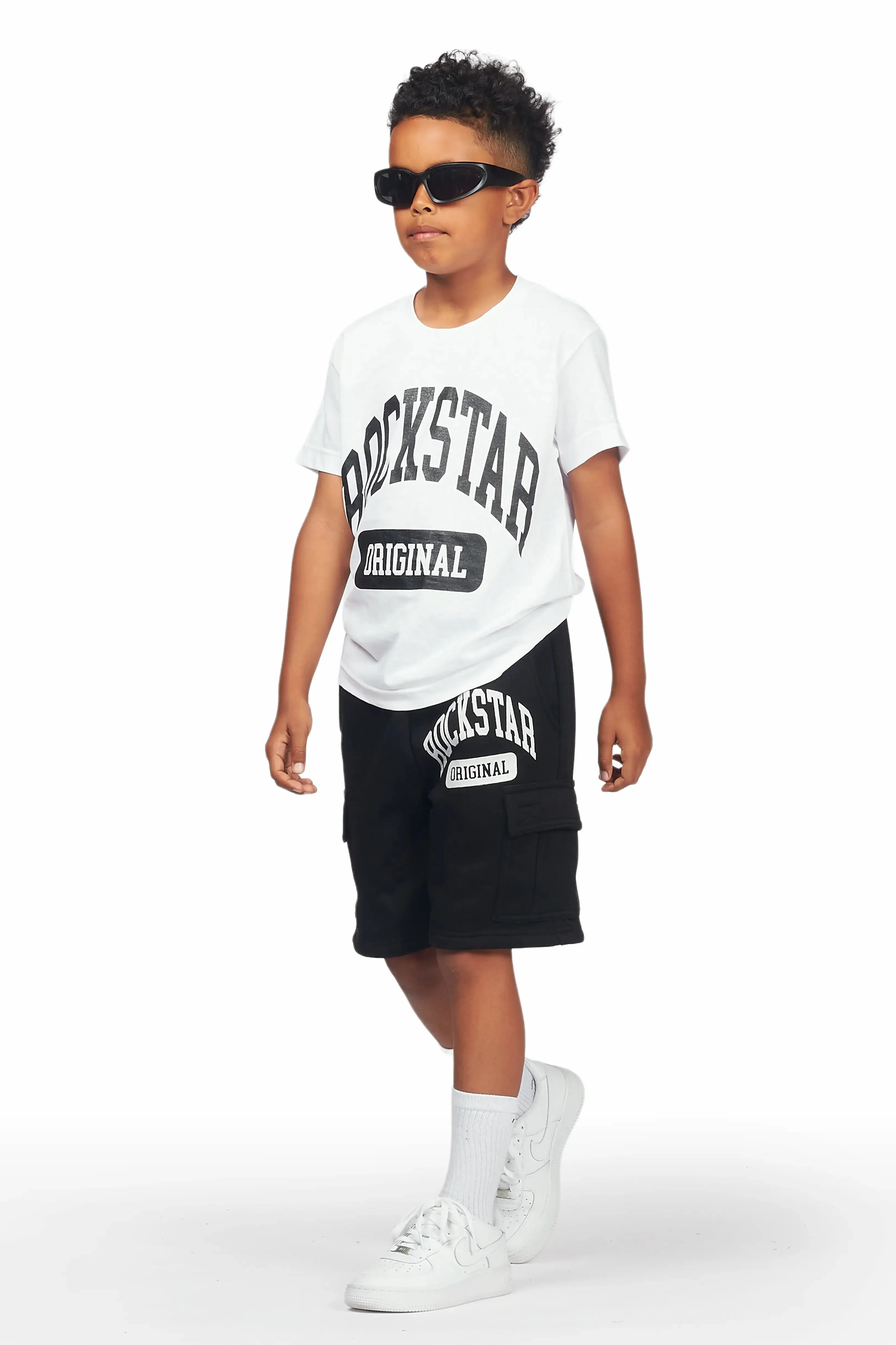 Boys Nikko White/Black T-Shirt Short Set