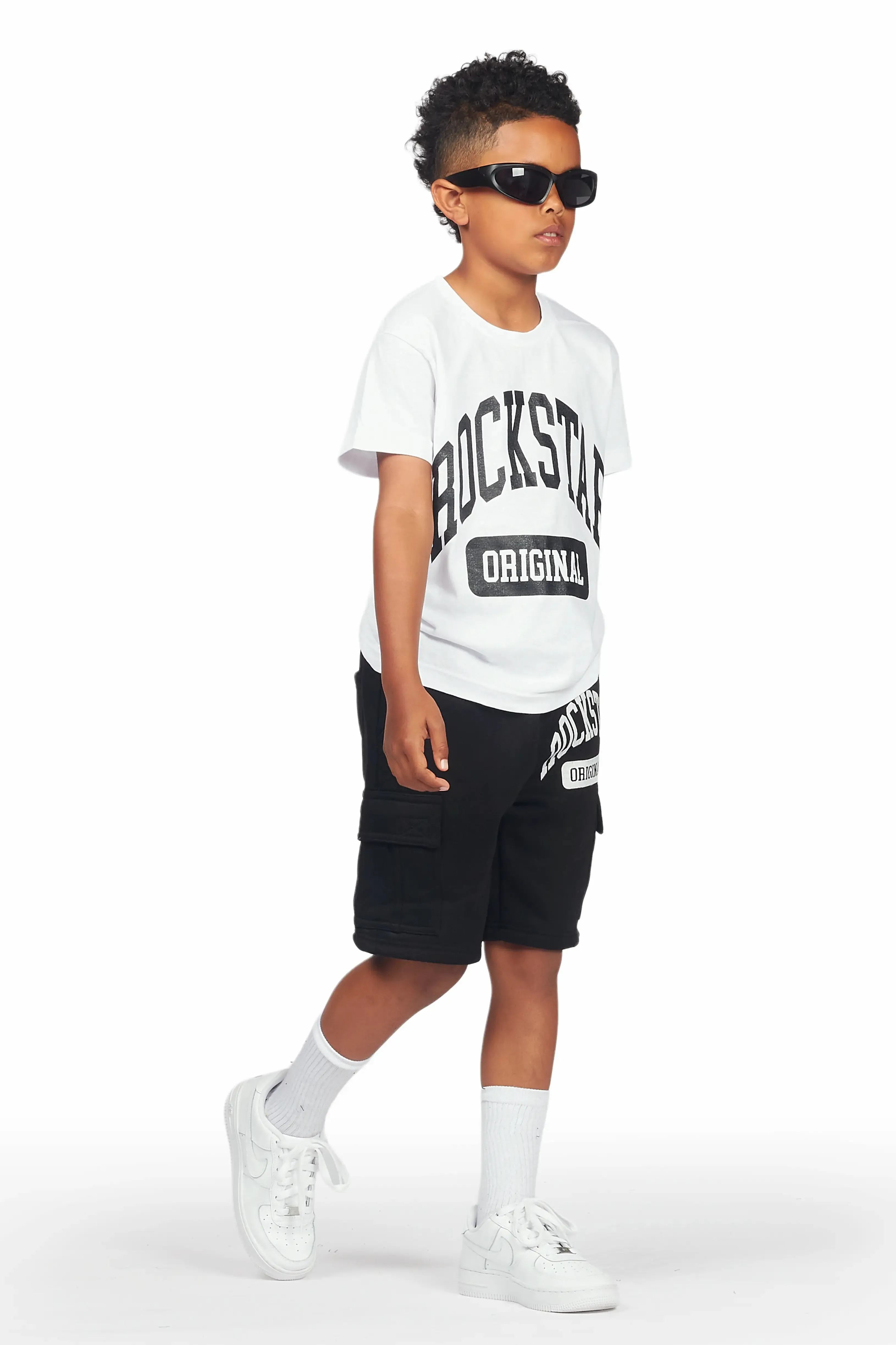 Boys Nikko White/Black T-Shirt Short Set