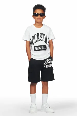 Boys Nikko White/Black T-Shirt Short Set