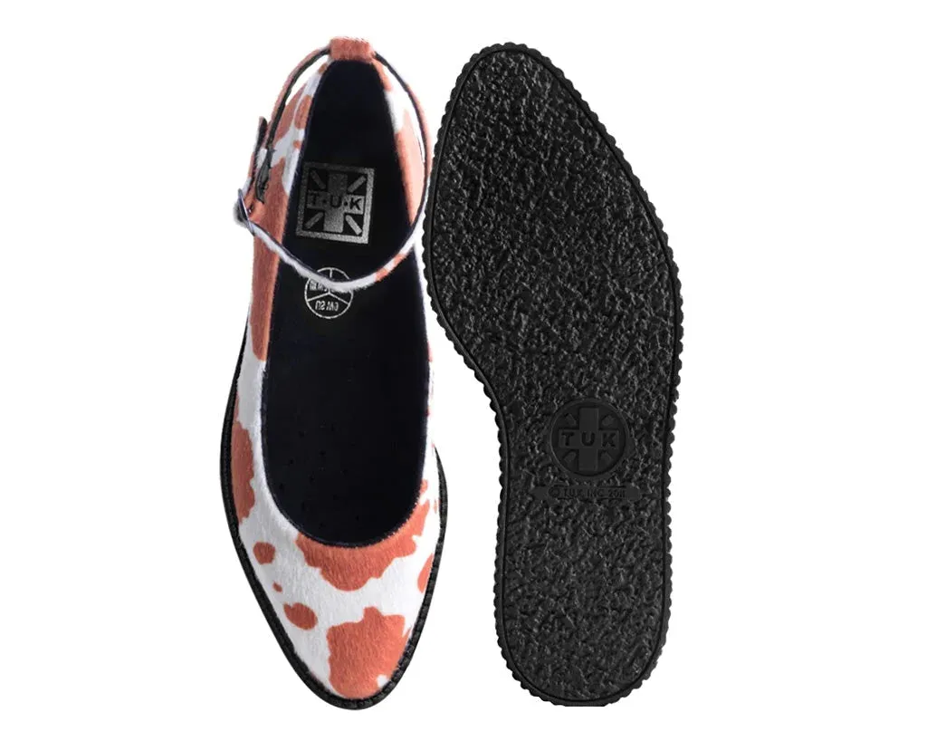 Brown Cow Print Pointed Ballet Creeper