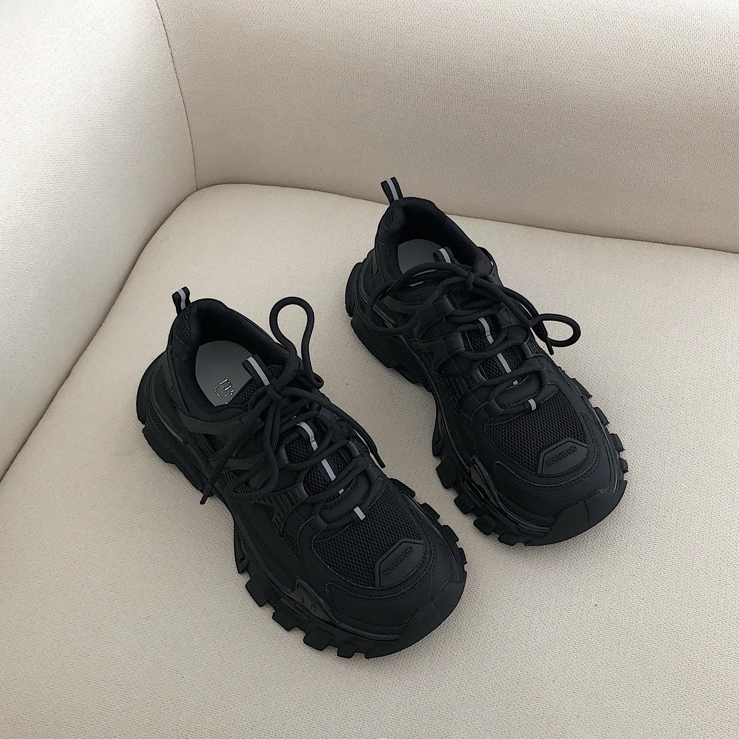 Carl Black Breathable Platform Sneakers