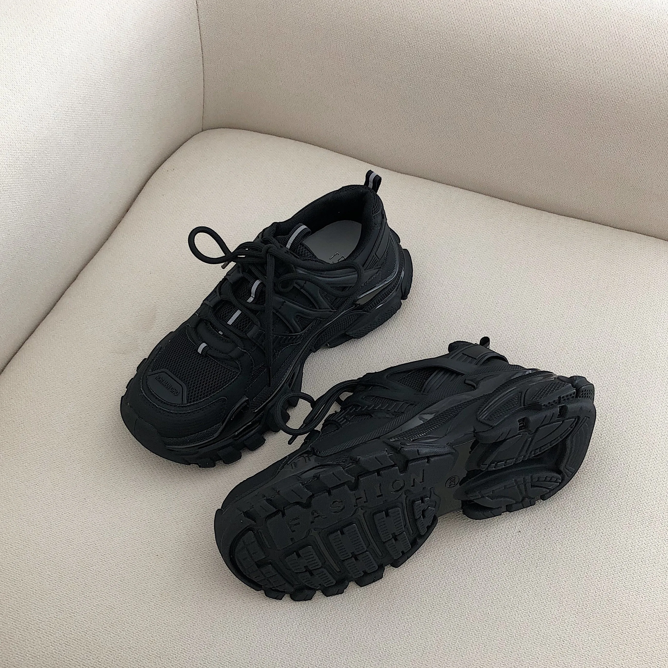 Carl Black Breathable Platform Sneakers