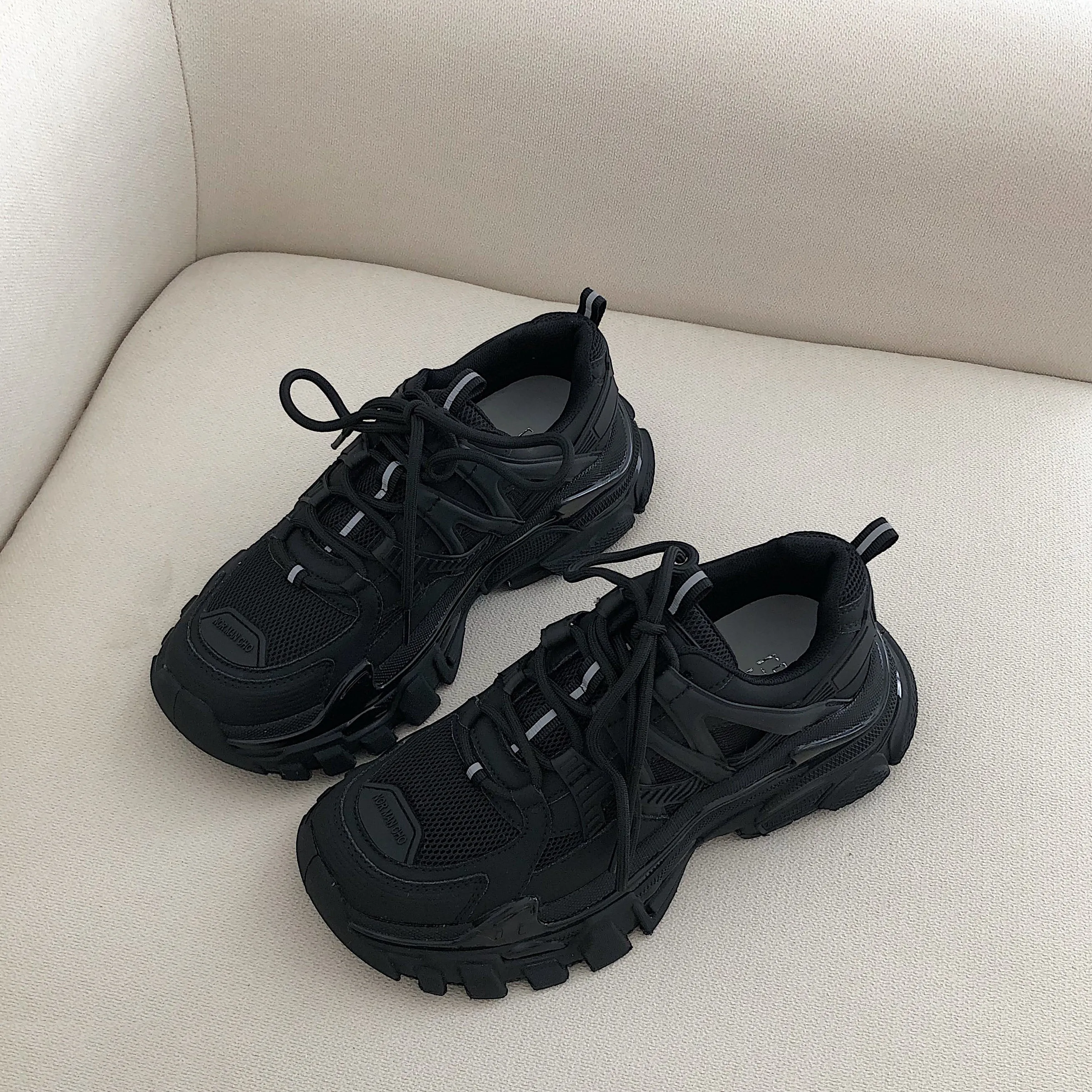 Carl Black Breathable Platform Sneakers