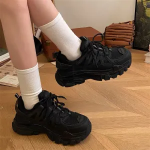 Carl Black Breathable Platform Sneakers