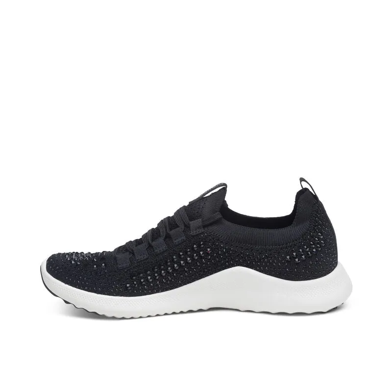 Carly Lace Up Sneaker in Black Sparkle