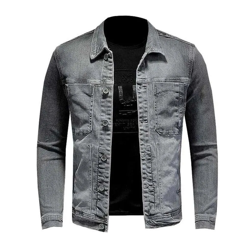 Casual grey men's denim jacket