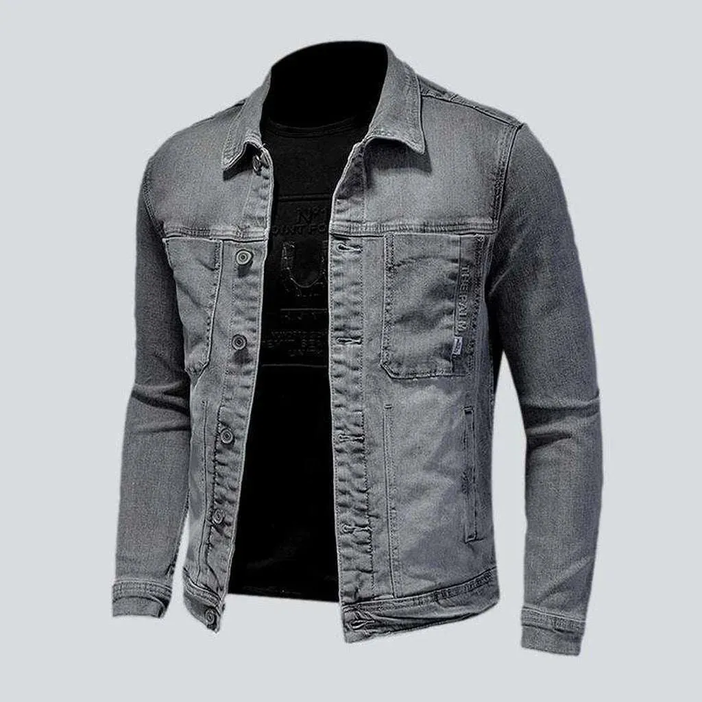 Casual grey men's denim jacket