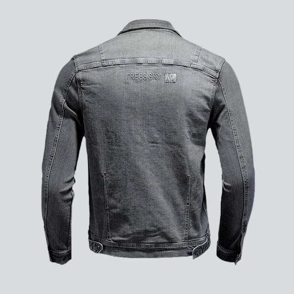 Casual grey men's denim jacket