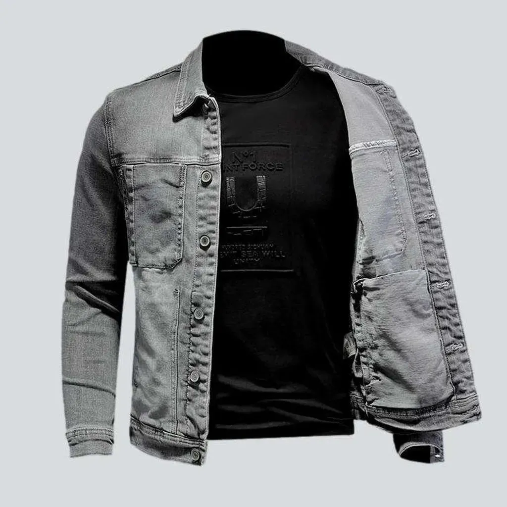 Casual grey men's denim jacket