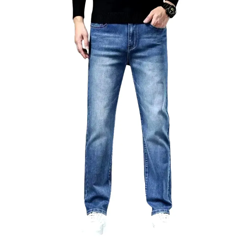 Casual style elastic high rise men's jeans