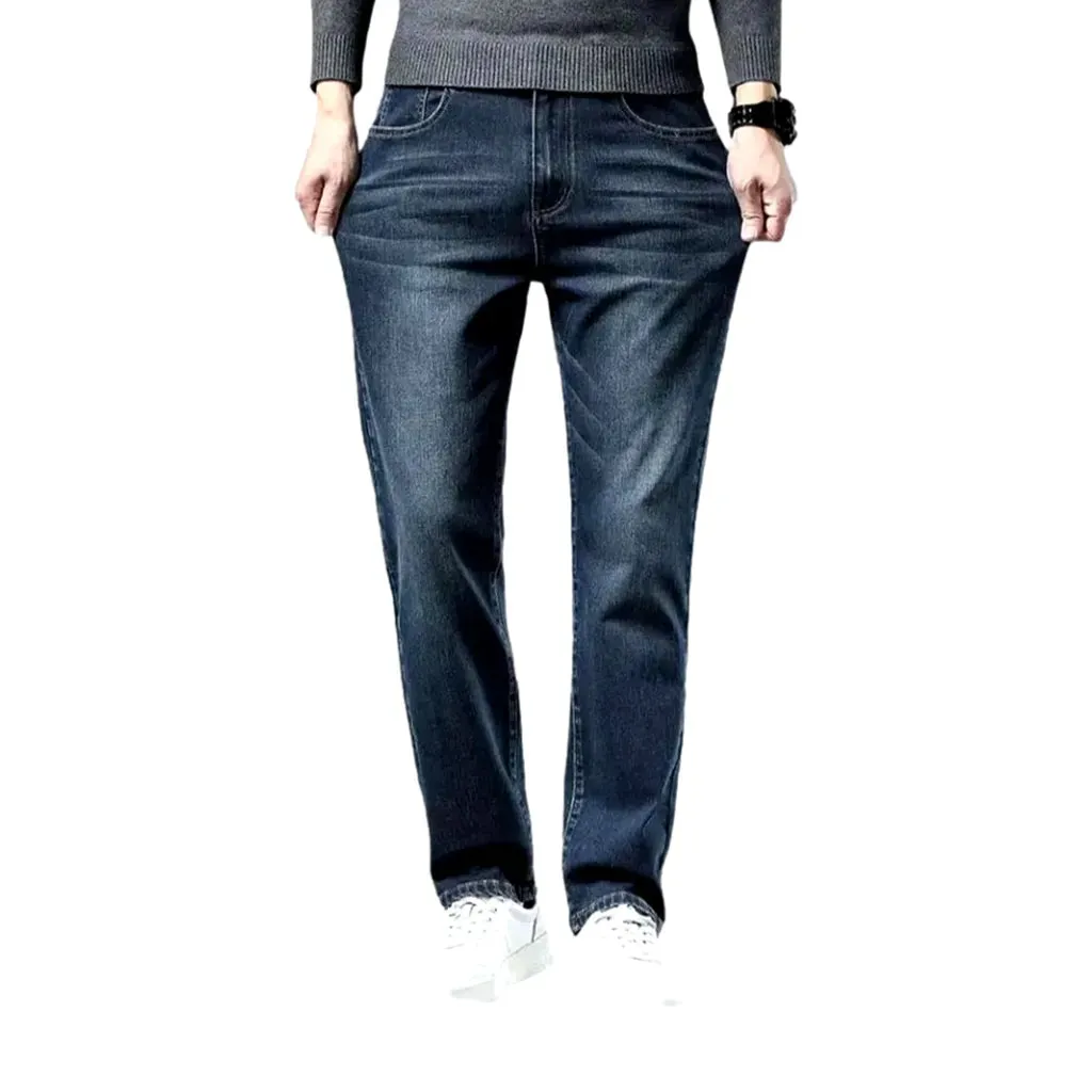 Casual style elastic high rise men's jeans