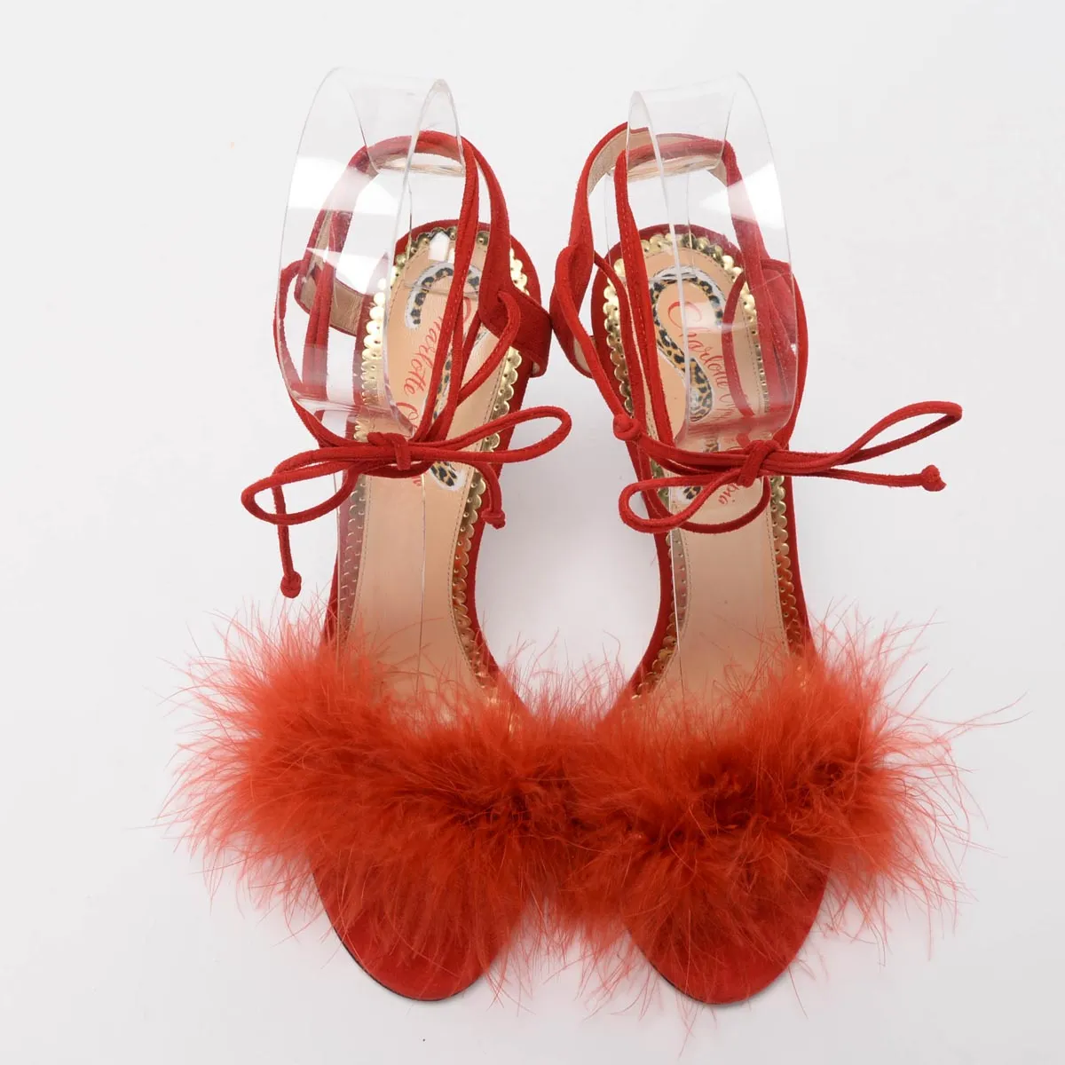 Charlotte Olympia Red Suede Salsa Tie-Up Sandals 39