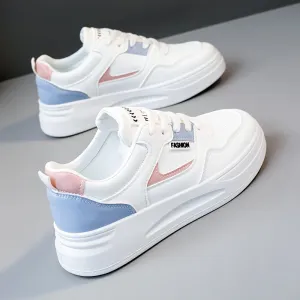 Chic Womens Comfort Platform Sneakers - Cushioned Low Tops for Everyday Wear, Lace-Up Colorblock Design