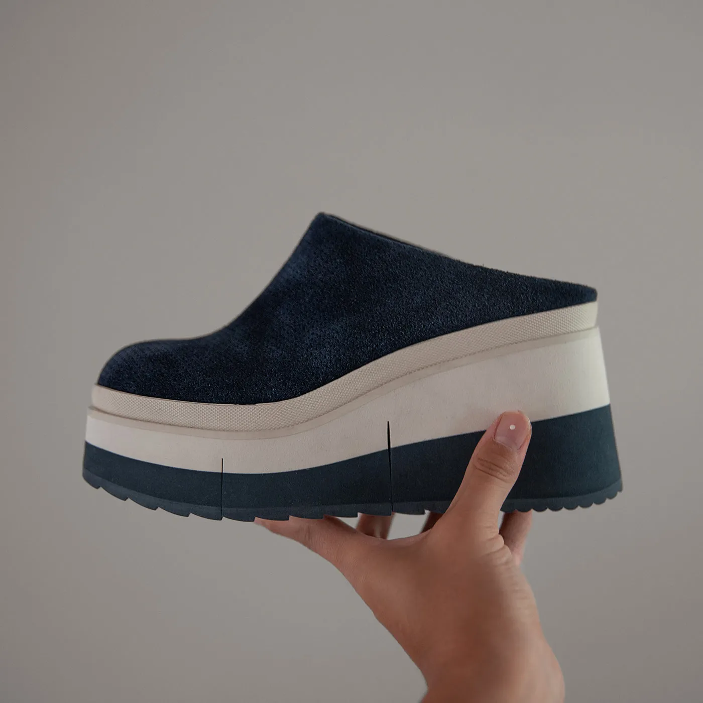 COACH in NAVY Platform Clogs