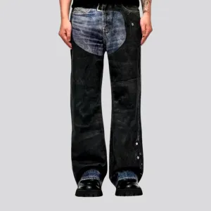 Color-blocked bootcut men's jeans