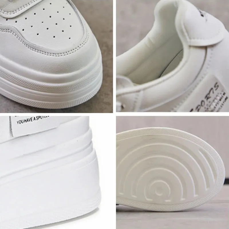 Comfy and Fancy Genuine Leather 8cm Platform Sneakers