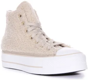 Converse A05509C Chuck Taylor Platform Sherpa In Beige For Women