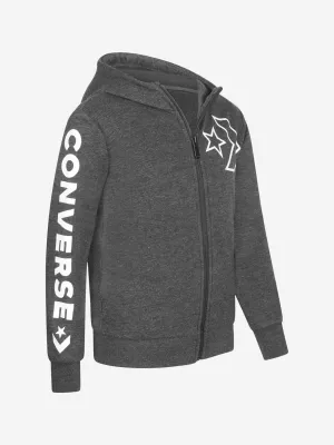 Converse Boys Charcoal Outline Star Chevron Zip Up Top