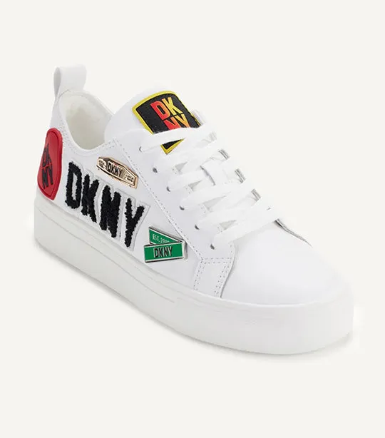 Coreen City Signs Lace Up Sneakers Bright White