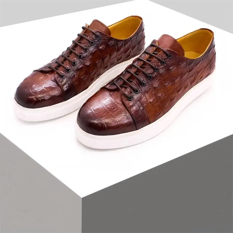 CrocoChic Hand-Painted Leather Casual Shoes