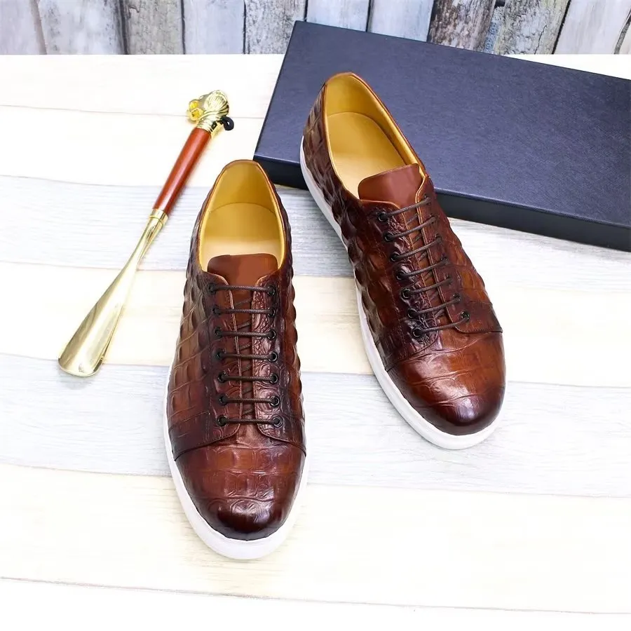 CrocoChic Hand-Painted Leather Casual Shoes