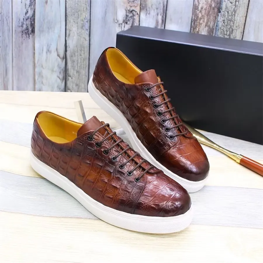 CrocoChic Hand-Painted Leather Casual Shoes