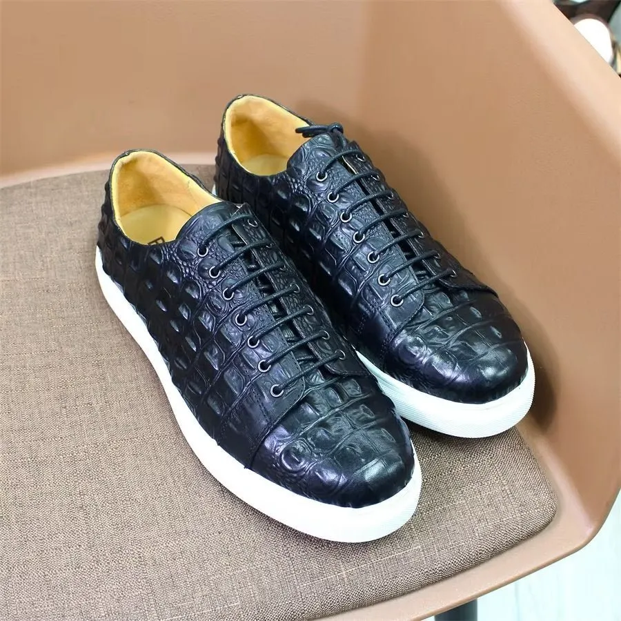 CrocoChic Hand-Painted Leather Casual Shoes