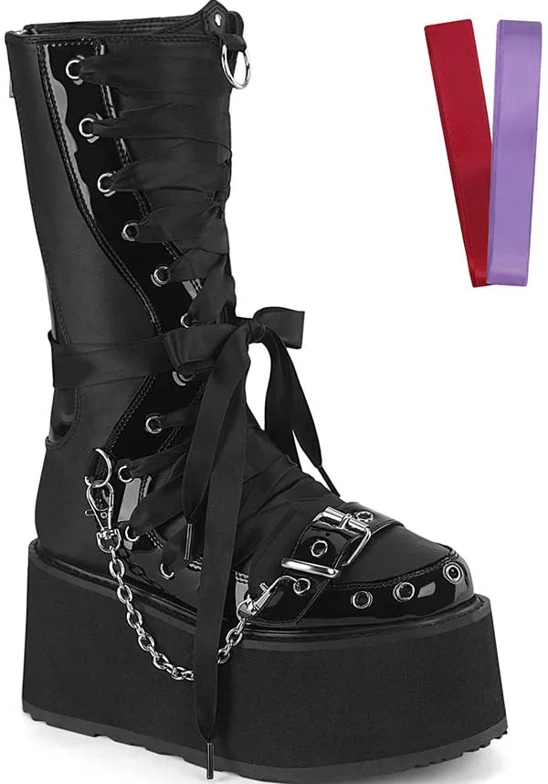 DAMNED-120 [Black/Patent] | PLATFORM BOOTS [PREORDER]