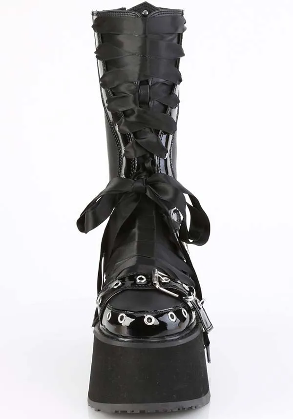 DAMNED-120 [Black/Patent] | PLATFORM BOOTS [PREORDER]