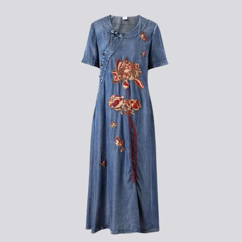 Dark wash bell denim dress