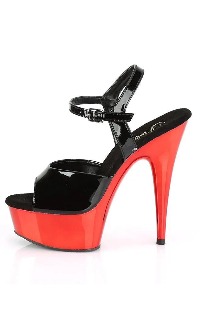 DELIGHT-609 Black & Red Chrome Heels