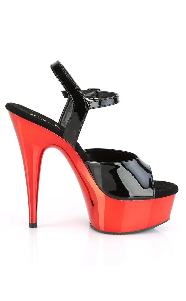 DELIGHT-609 Black & Red Chrome Heels