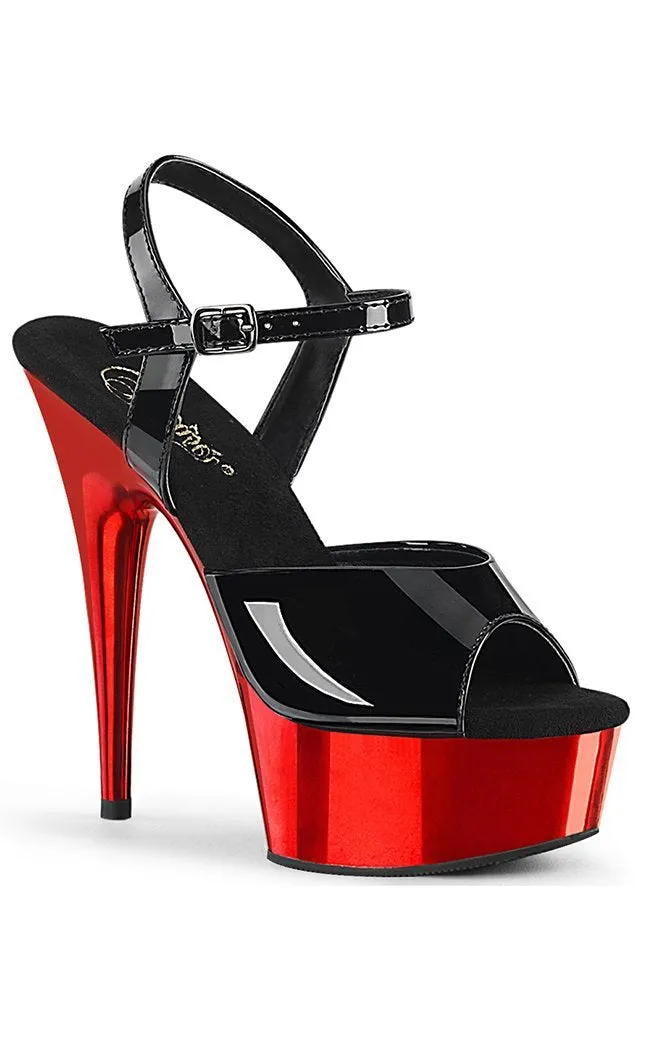 DELIGHT-609 Black & Red Chrome Heels