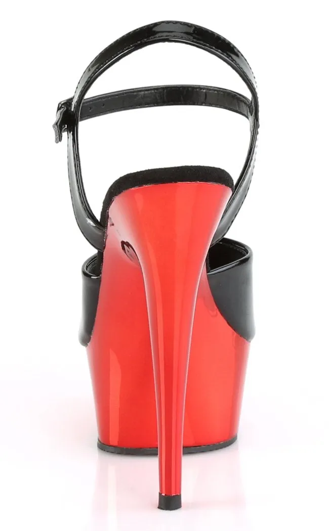 DELIGHT-609 Black & Red Chrome Heels