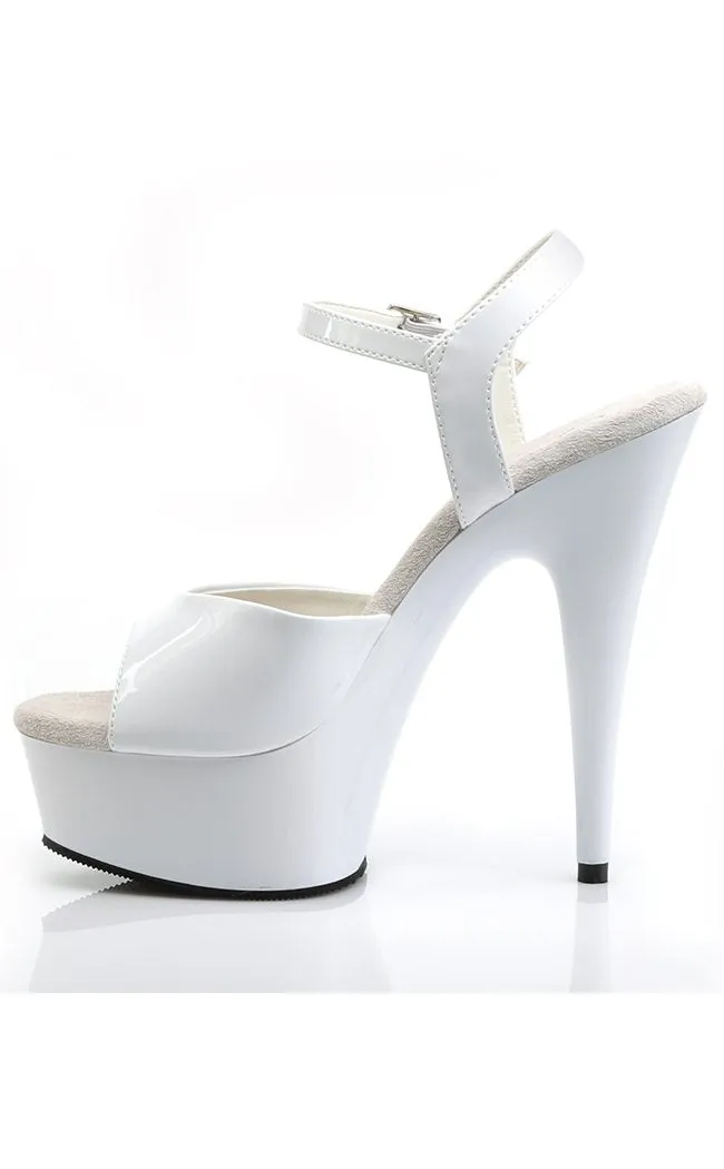 DELIGHT-609 White Patent Platform Heels