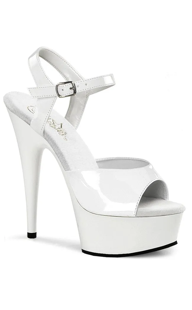 DELIGHT-609 White Patent Platform Heels