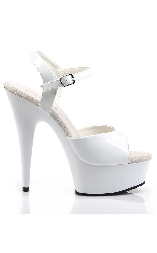 DELIGHT-609 White Patent Platform Heels